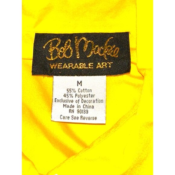 Bob Mackie Wearable Art Yellow Embroidered Shirt Vintage Button Down Retro Chic - Picture 6 of 11